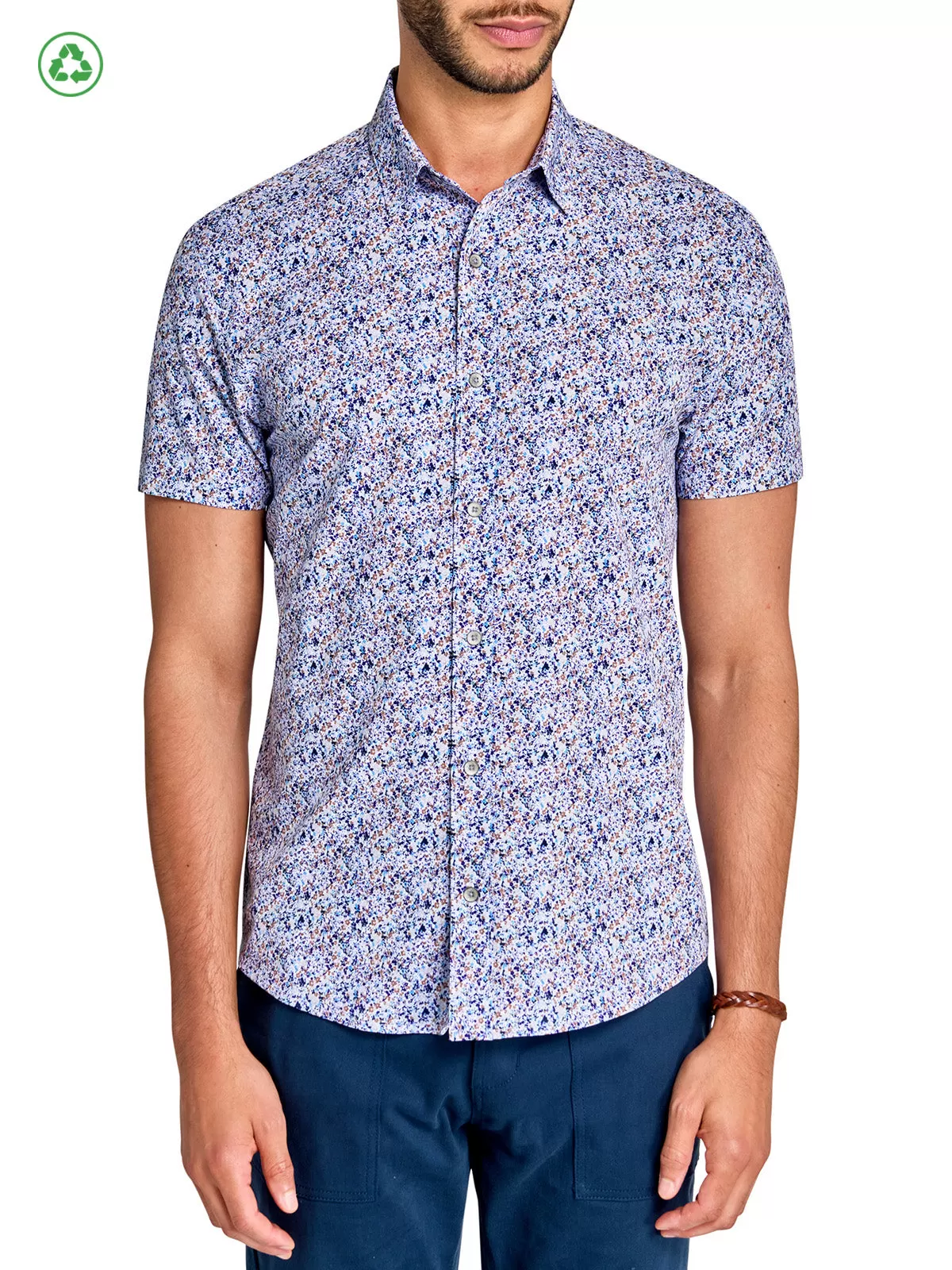 Abstract Mini Floral Short Sleeve Shirt