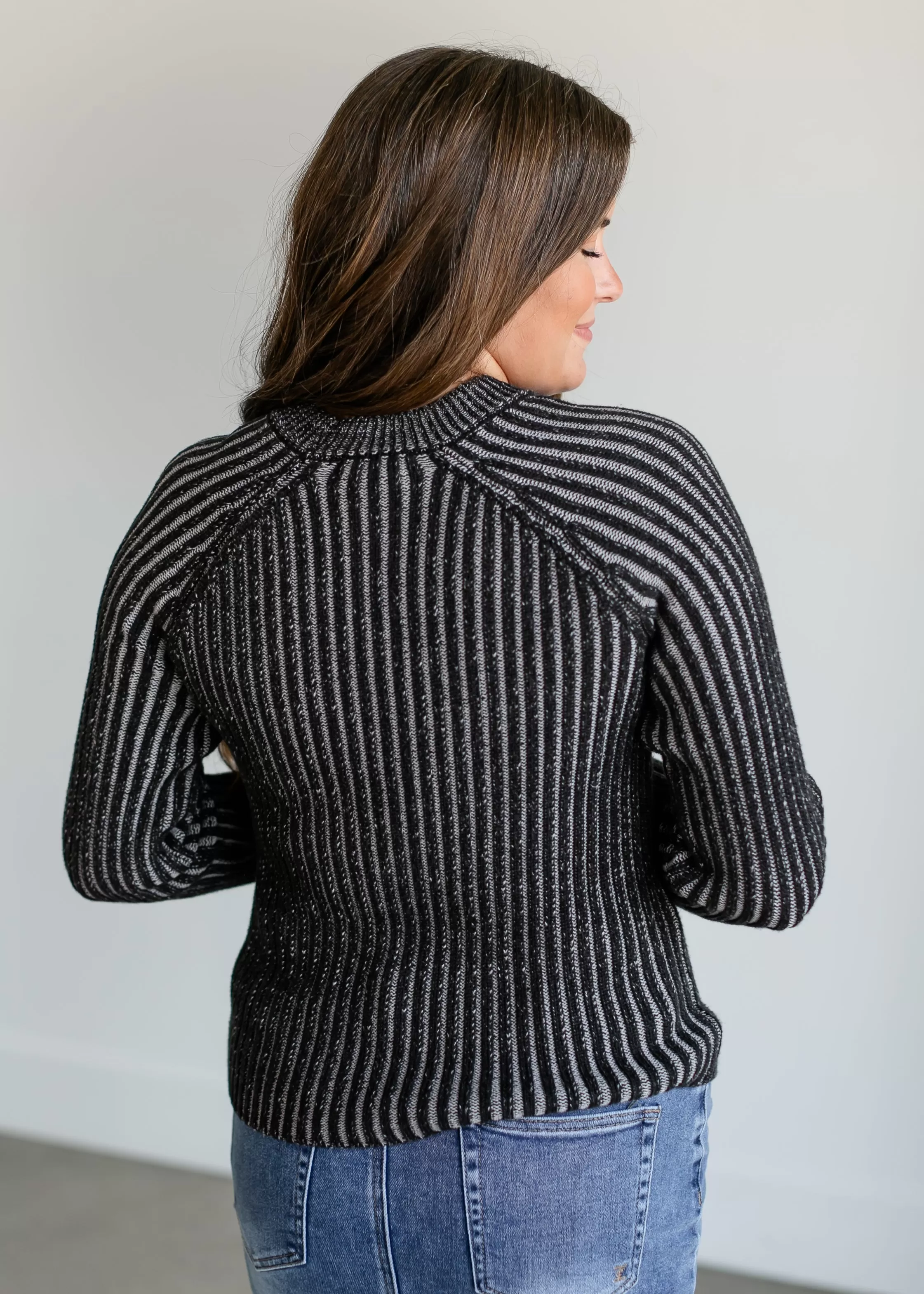 Ami Black and Gray Ribbed Sweater - FINAL SALE