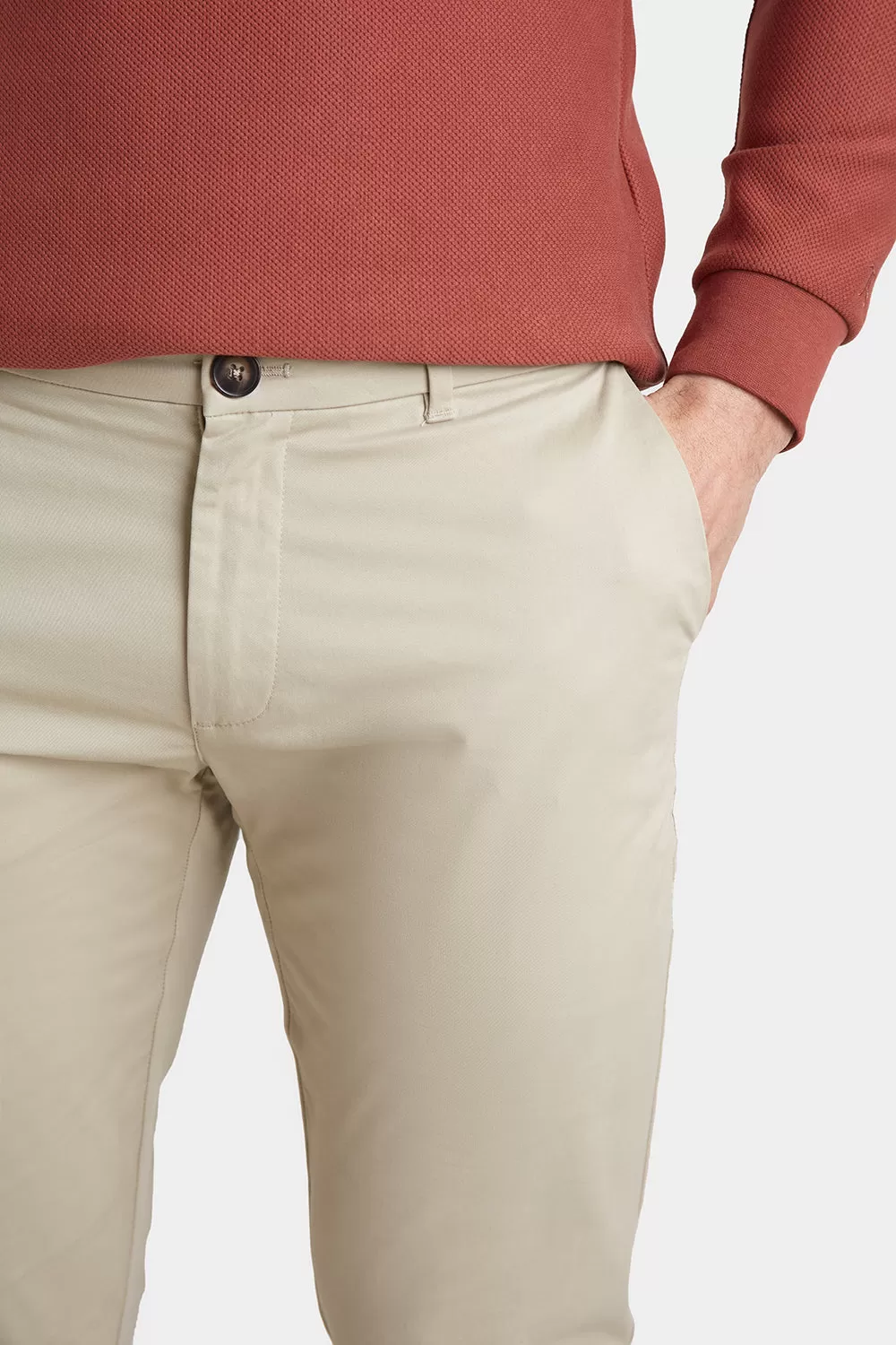 Athletic Fit Cotton Stretch Chino Pants in Stone