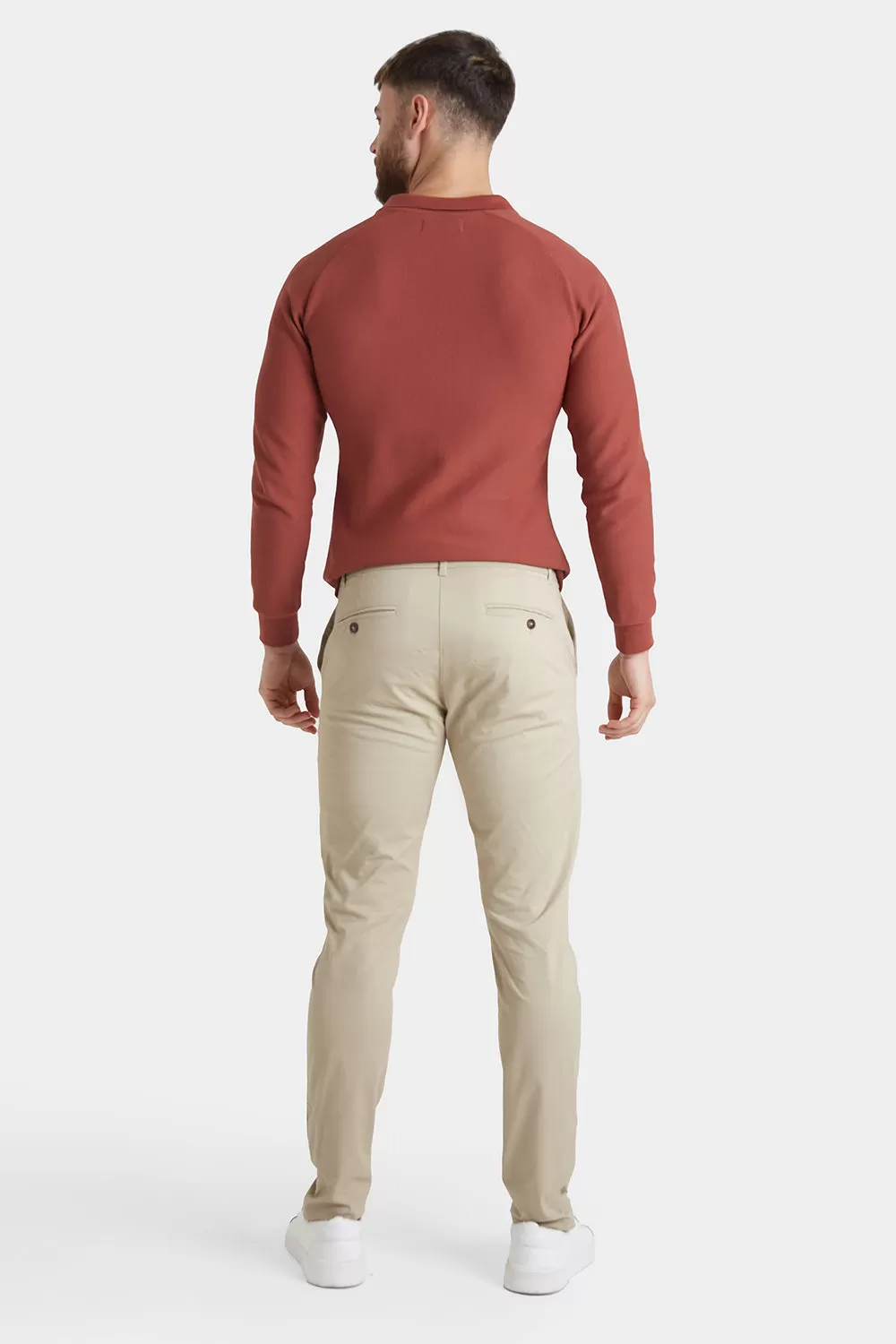 Athletic Fit Cotton Stretch Chino Pants in Stone