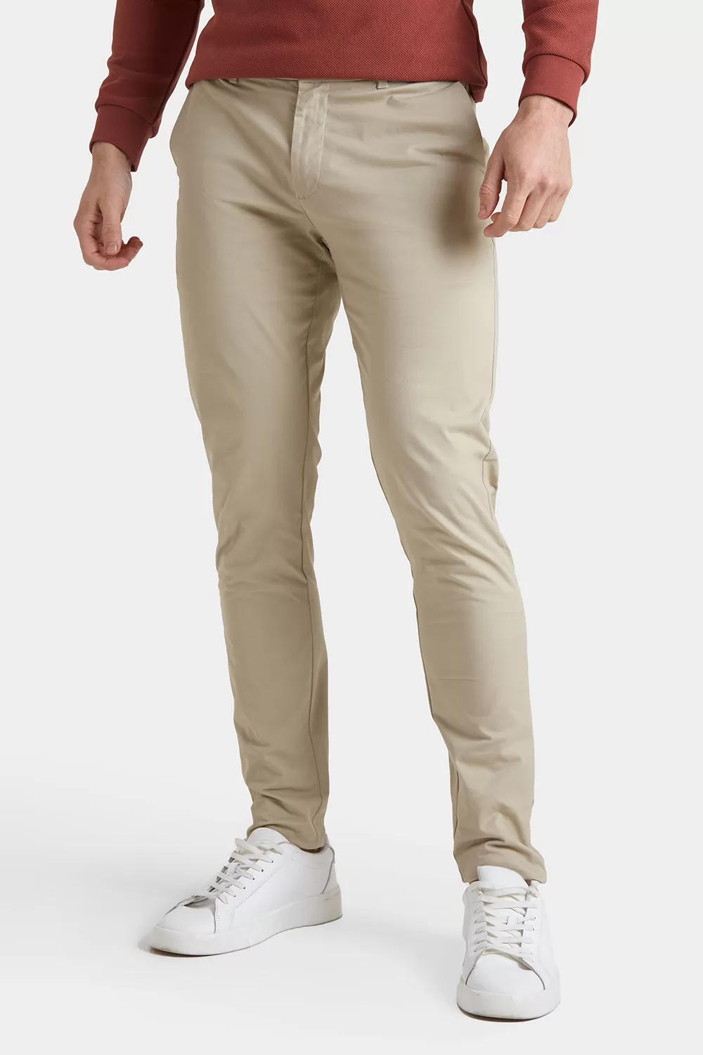 Athletic Fit Cotton Stretch Chino Pants in Stone