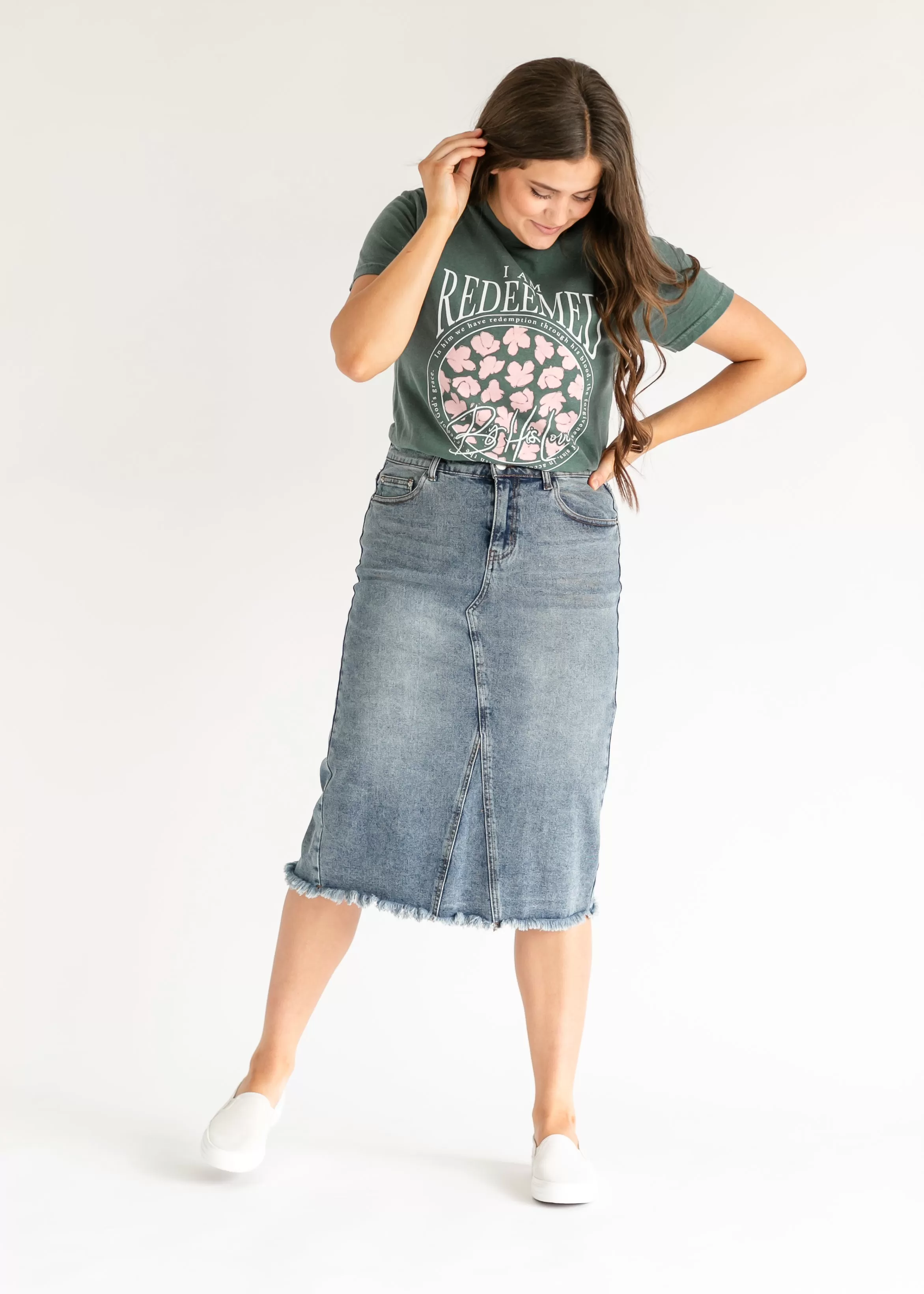 Avril A-Line Midi Denim Skirt - FINAL SALE