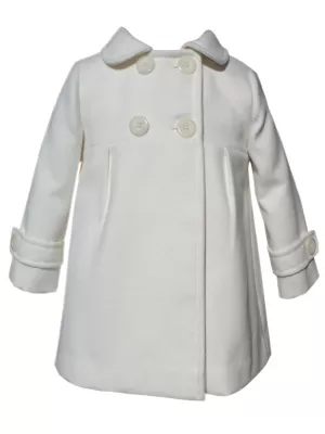 Baby Girls Fall and Winter Double Breasted Snow White Coat 12m