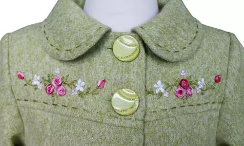 Baby Girls Green Hand Embroidered Elegant Coat 12 Months