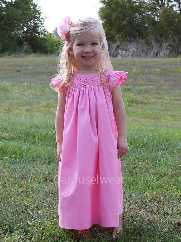 Baby Girls Hand Smocked Pink Birthday Bishop Dress 6 & 9 Months