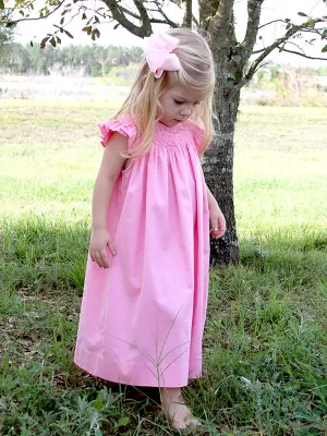 Baby Girls Hand Smocked Pink Birthday Bishop Dress 6 & 9 Months