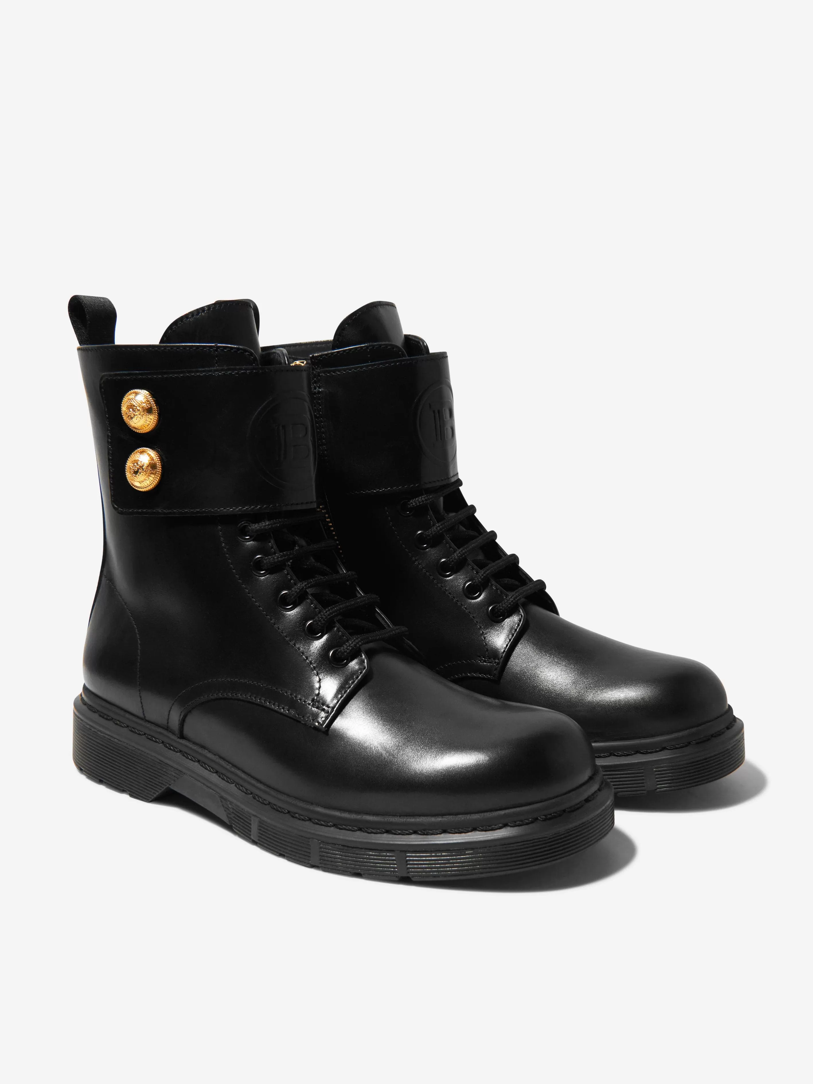 Balmain Kids Leather Branded Boots