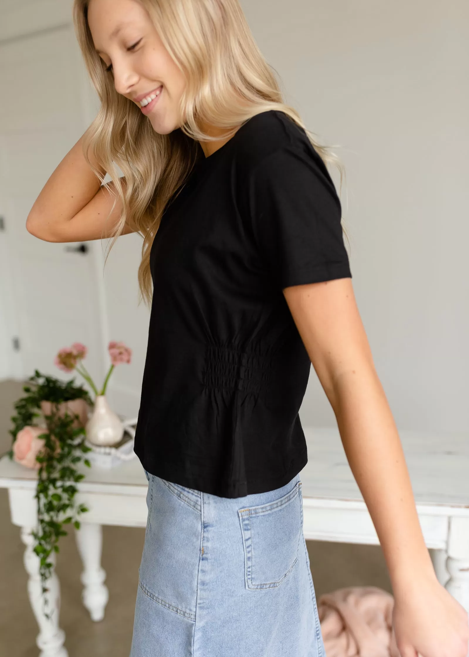 Black Knit Cinched Top - FINAL SALE