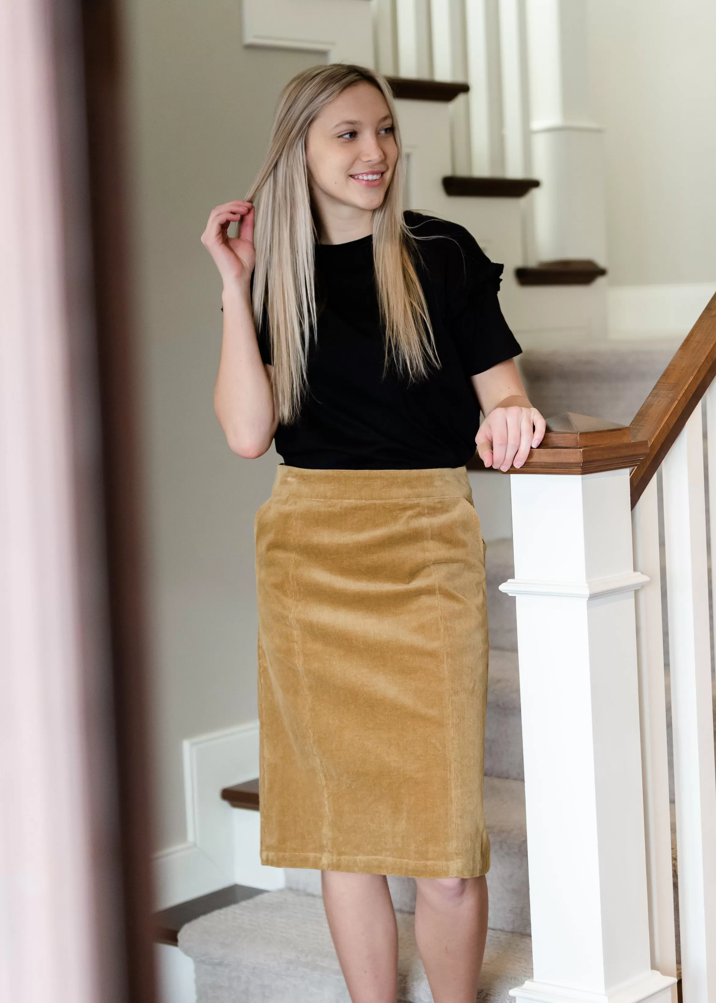 Black Ruffled Shoulder Top