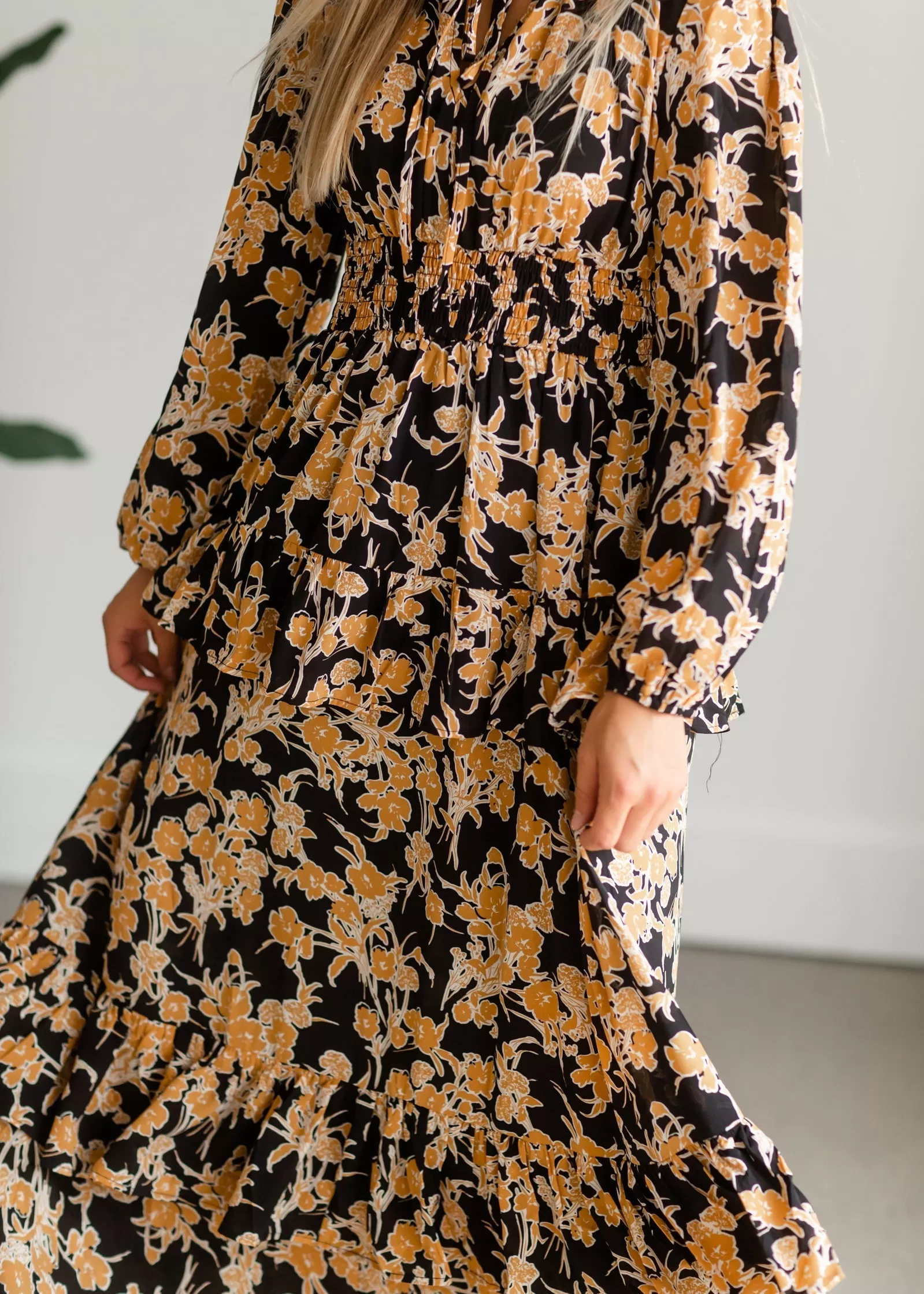 Black V-Neck Floral Maxi Dress - FINAL SALE