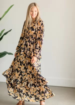 Black V-Neck Floral Maxi Dress - FINAL SALE