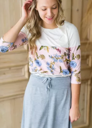 Blush Colorblock Floral Striped Top - FINAL SALE