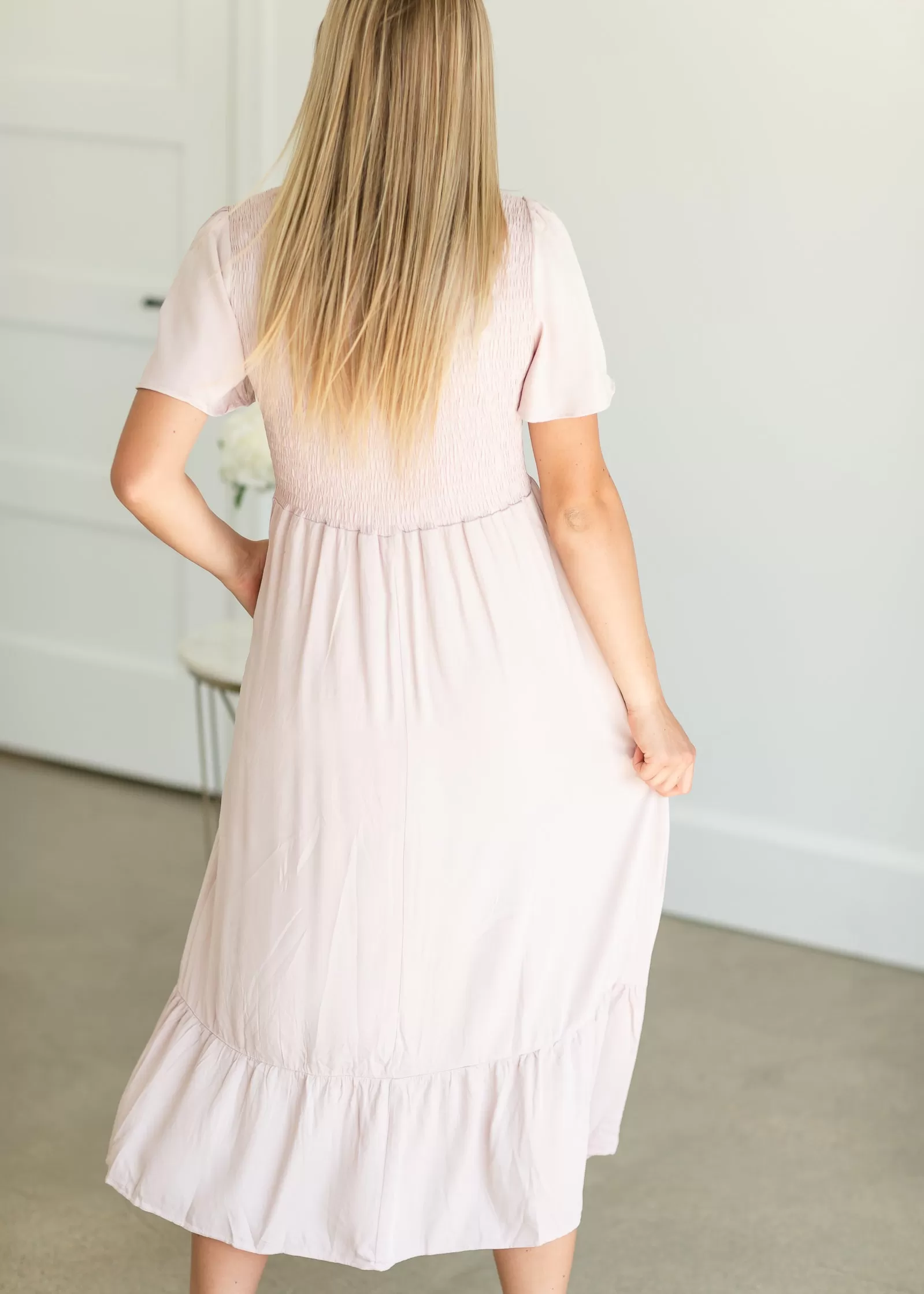 Blush Ruffled Smocked Maxi Dress