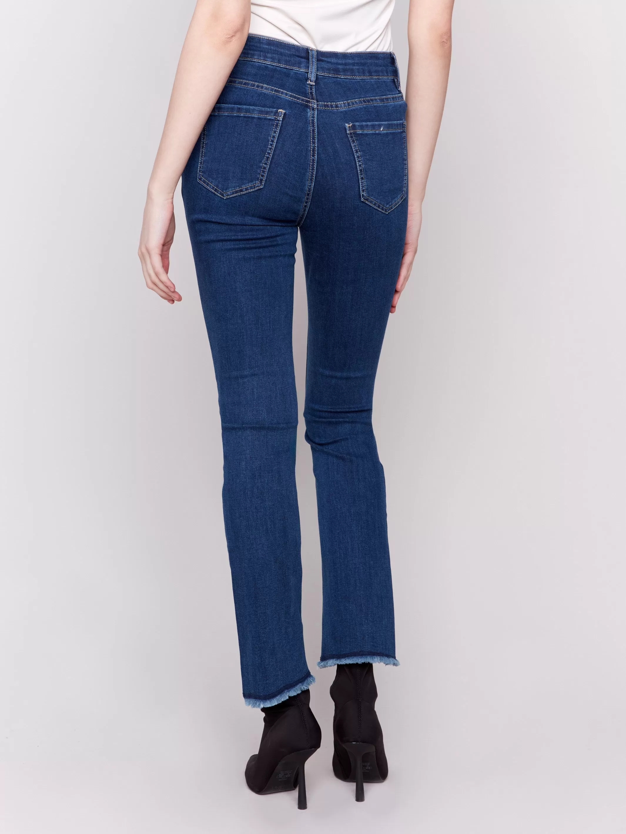 Bootcut Jeans With Asymmetrical Hem - Indigo