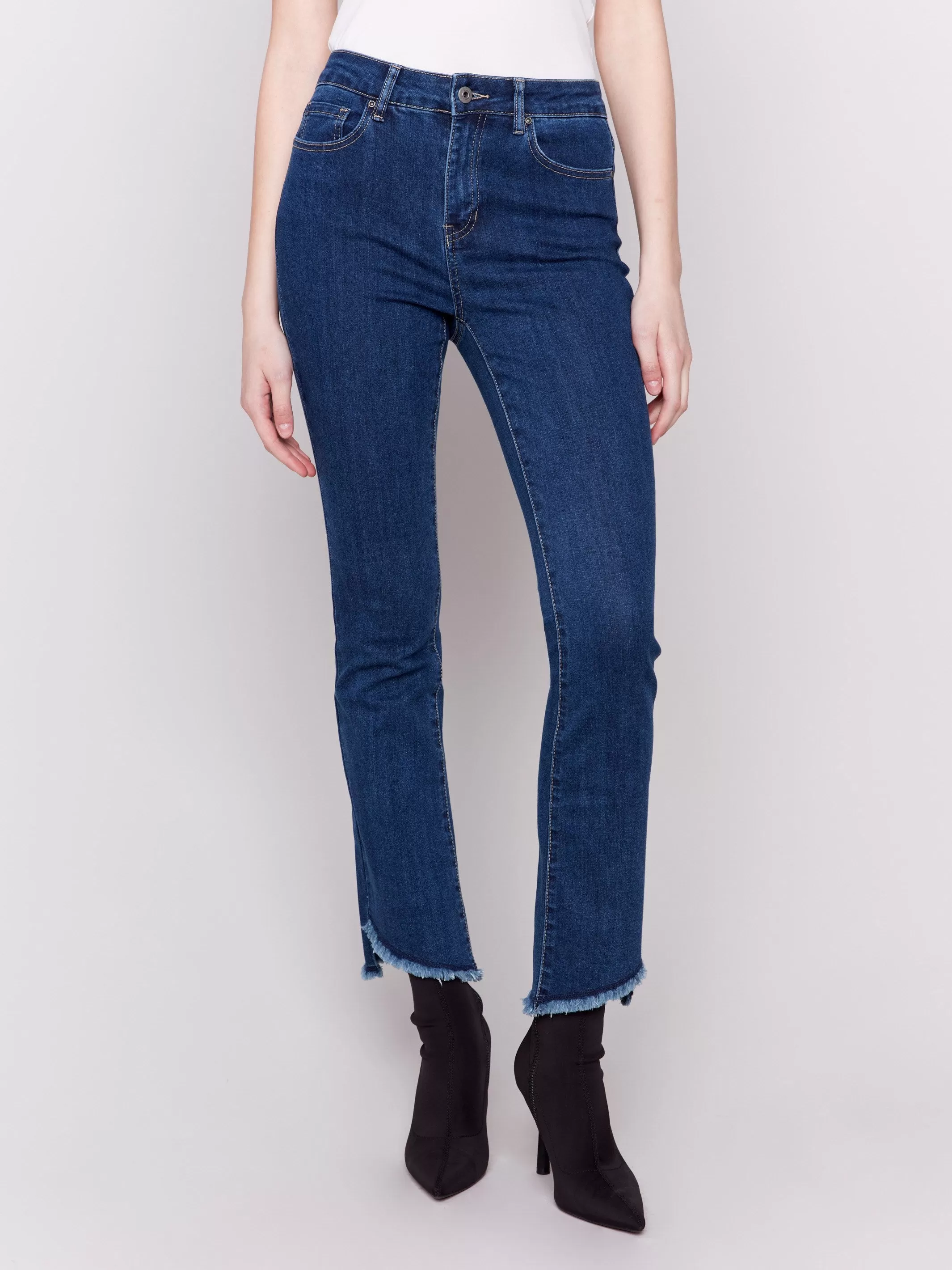 Bootcut Jeans With Asymmetrical Hem - Indigo