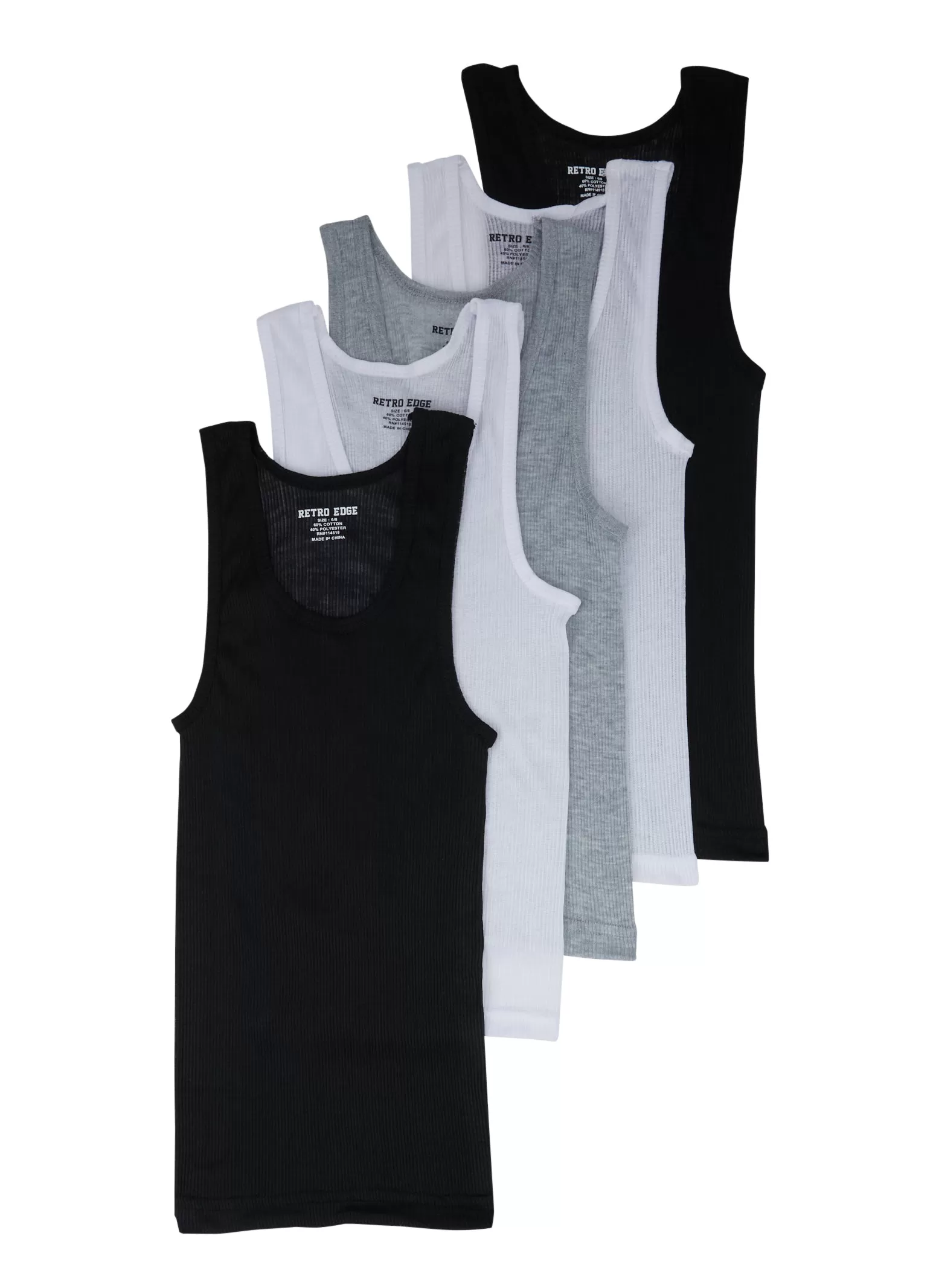 Boys 5 Pack Ribbed Assorted Knit Tank Tops