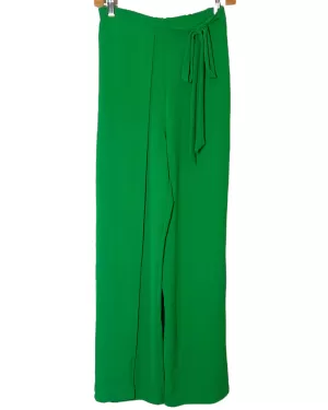 Bright Spring Kelly Green Wide Leg Wrap Pants