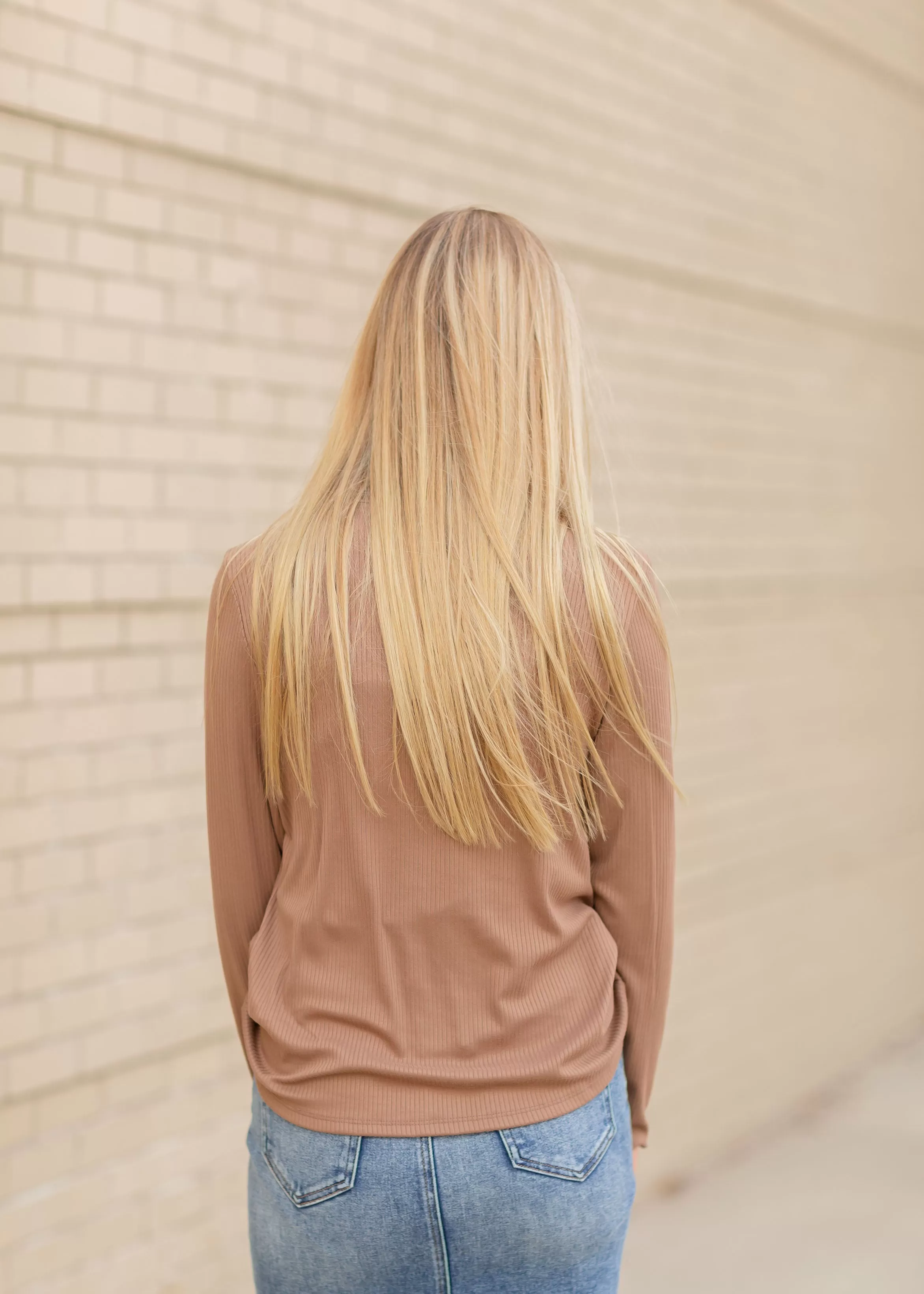 Brown Ruffle Neck Top - FINAL SALE