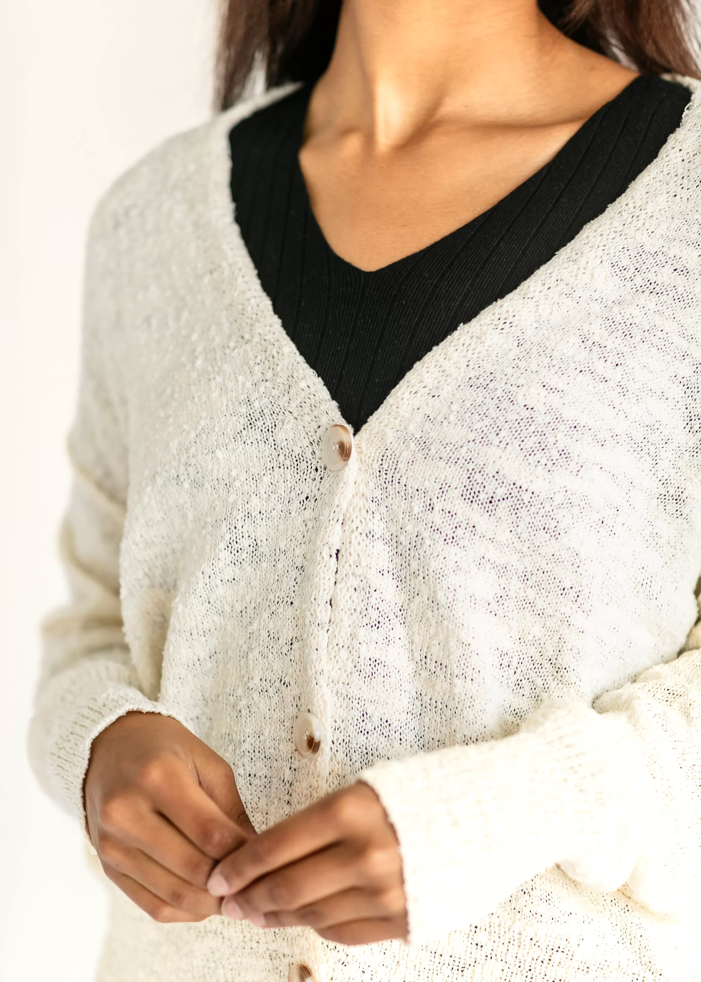 Button Front Drop Shoulder Cardigan - FINAL SALE