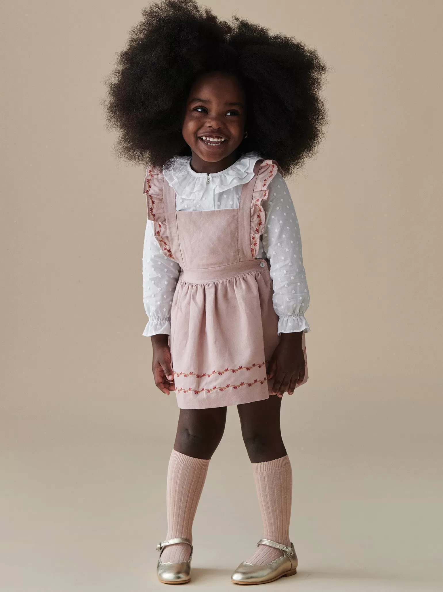 Dusty Pink Hebe Girl Pinafore Skirt