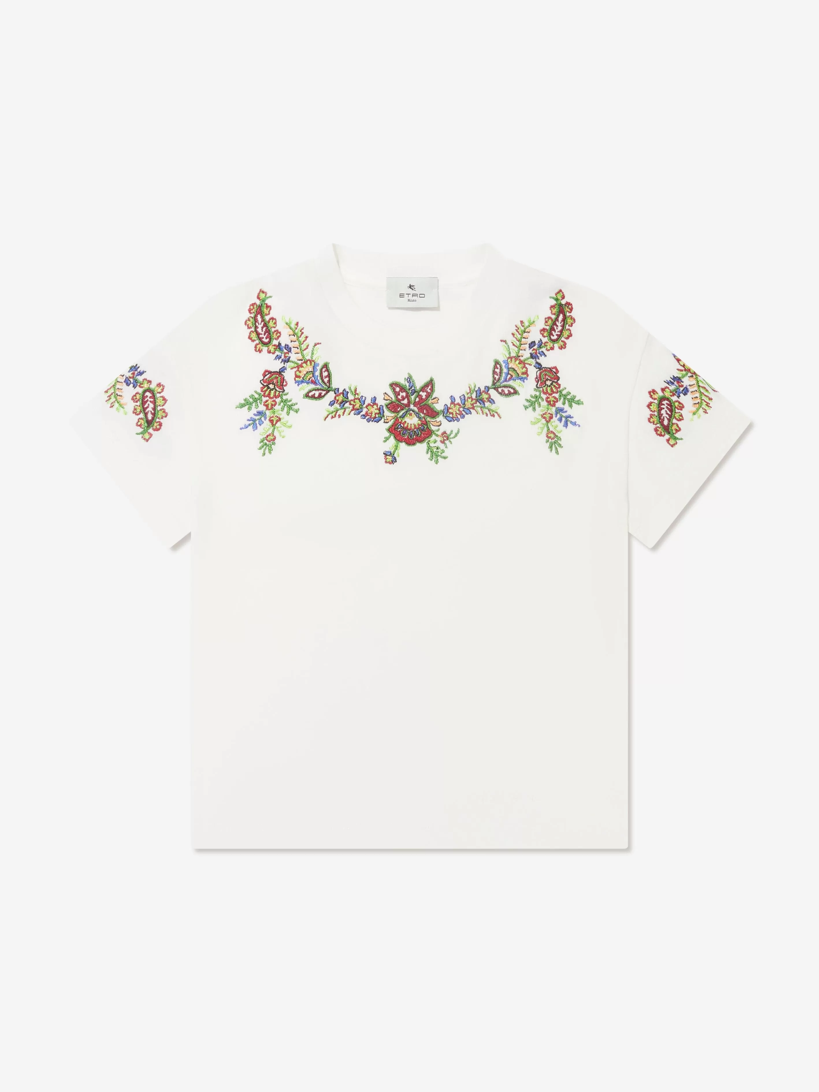 Etro Girls Floral Print T-Shirt in Ivory