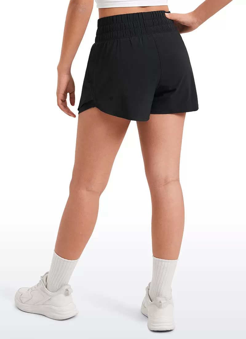 Feathery-Fit Soft Girls High Waisted 2 in 1 Flowy Shorts 2.5'' with Zip Pockets