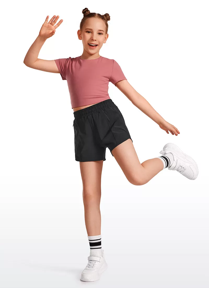 Feathery-Fit Soft Girls Mesh Liner Shorts with Zip Pockets