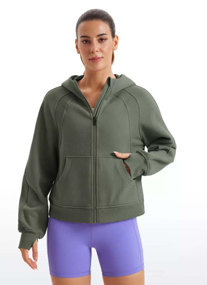 Fleece Lined Full Zip Hoodies with Thumb Holes