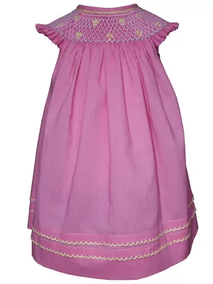 Girls Angel Wing Pink Hand Smocked Bishop Dress Easter Summer 12m