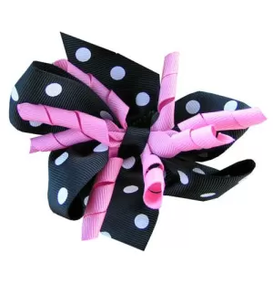 Girls Black Polka Dot Hair Bow