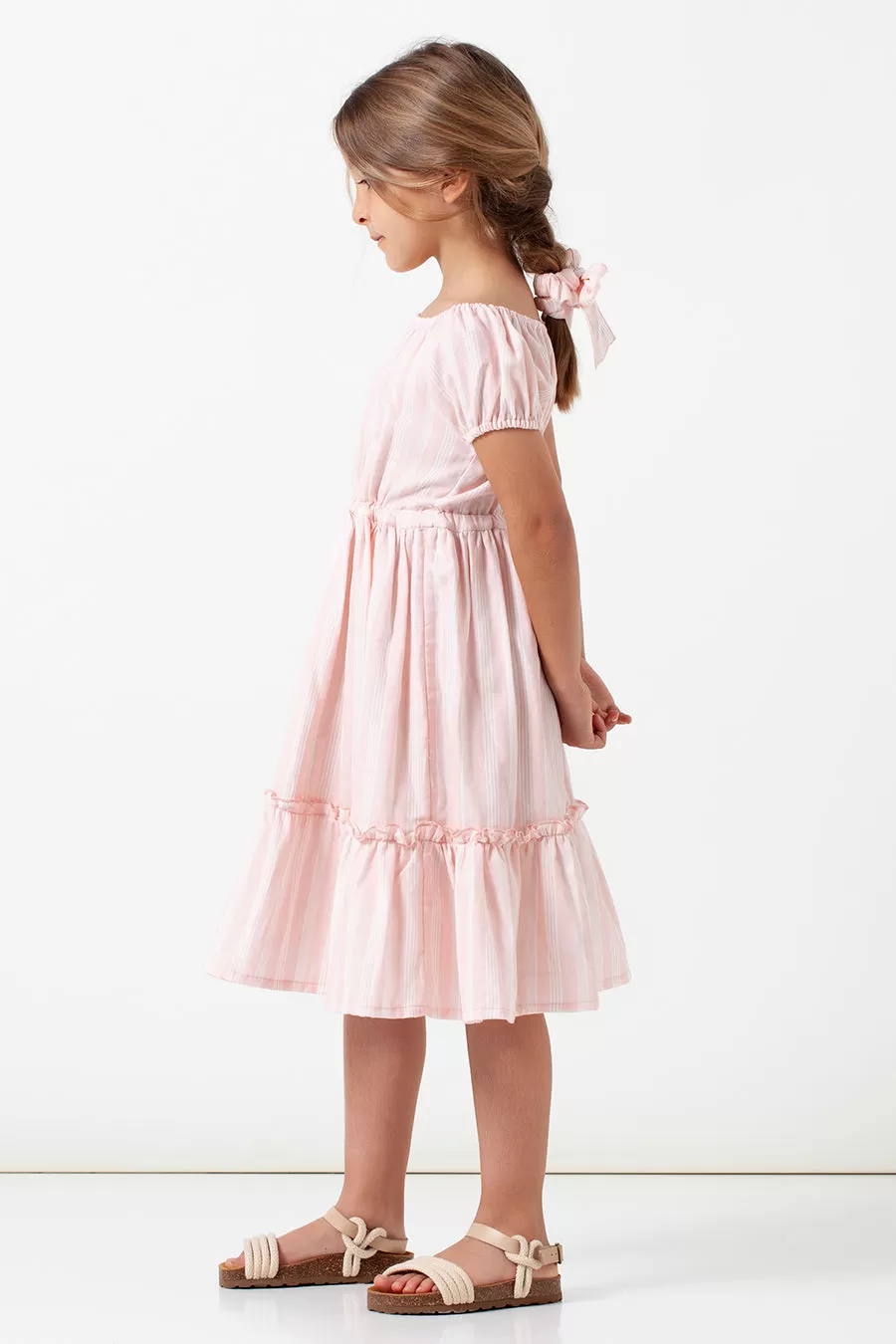 Girls Dress Tocoto Vintage Pink Striped Midi