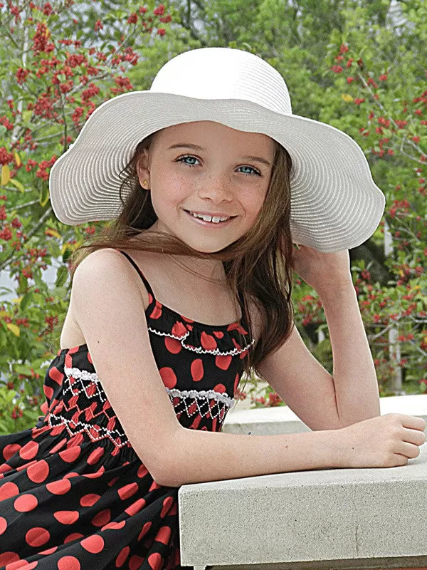 Girls Hand Smocked Summer Dress Black Red Polka Dots