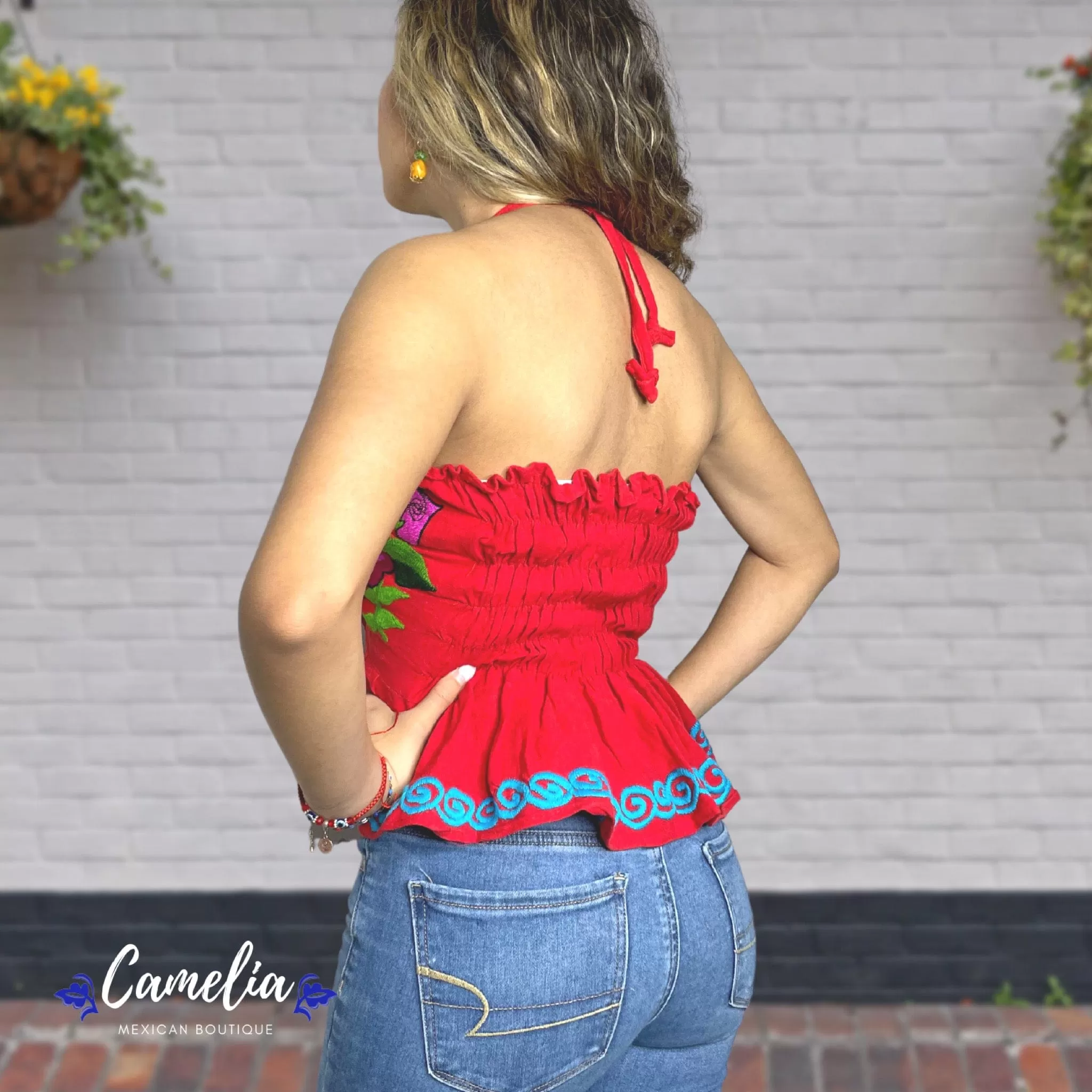 Halter Mexican Peplum Top Zinia