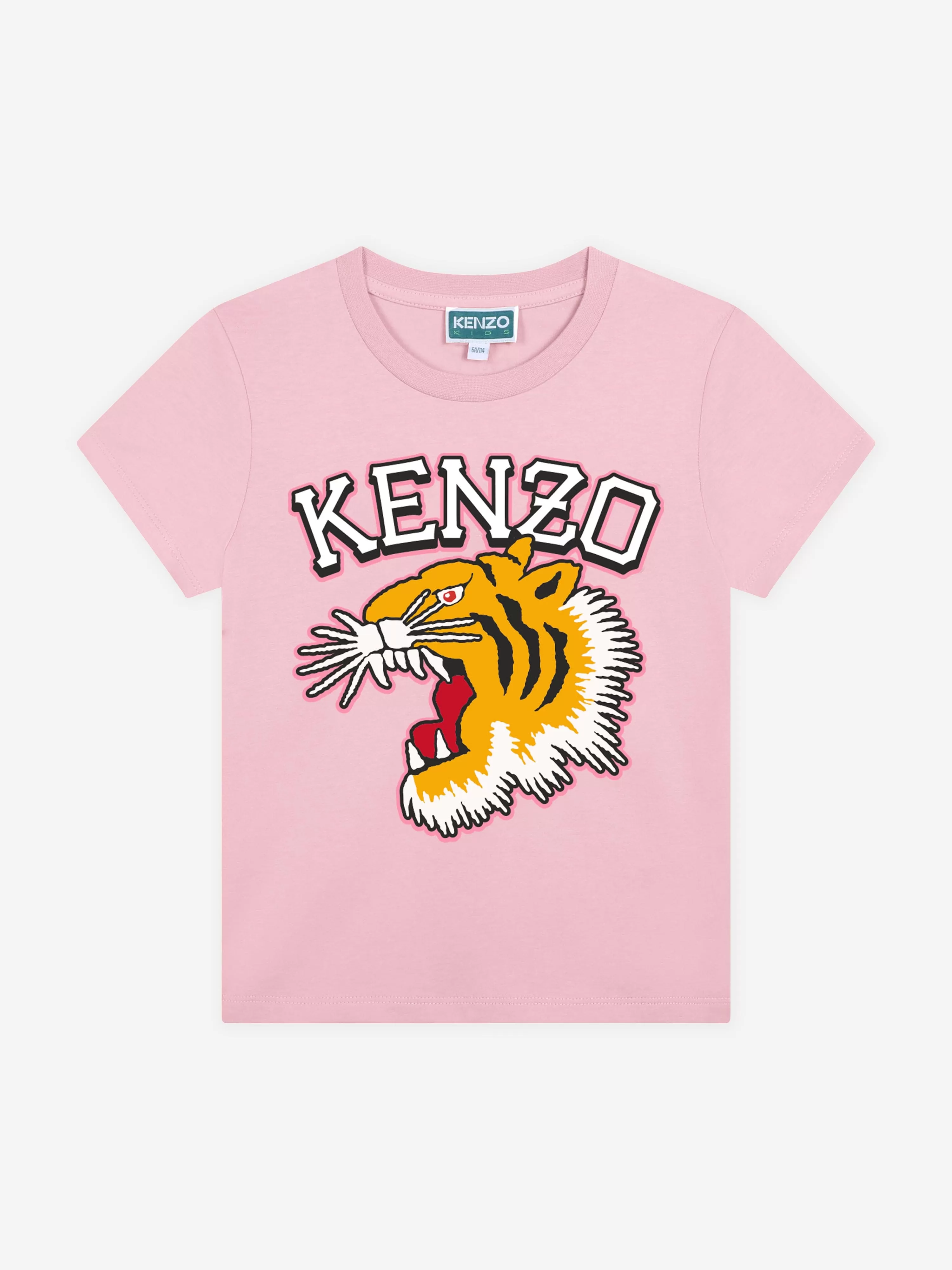 KENZO Girls Tiger Logo T-Shirt in Pink