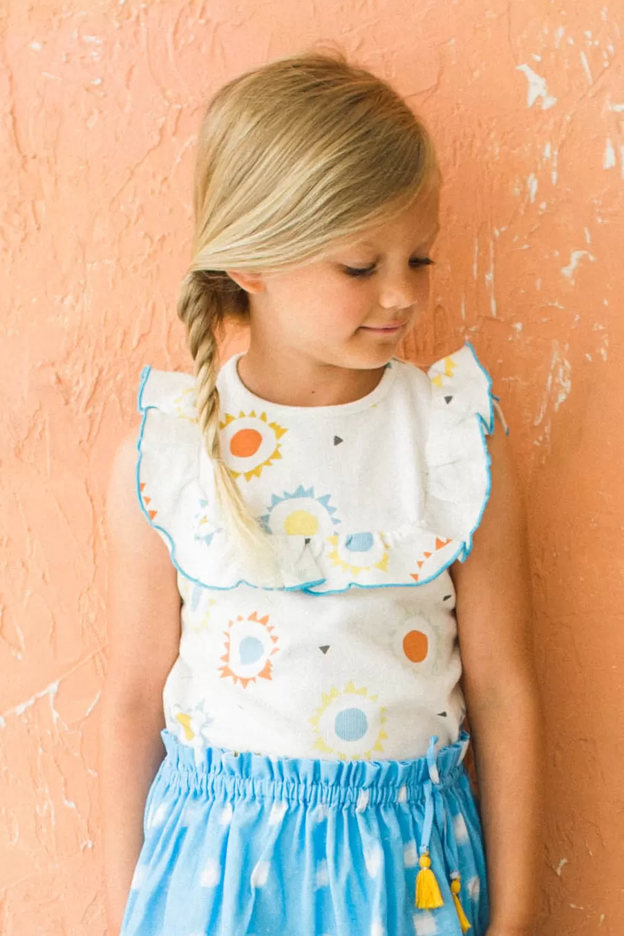 Lali Kids Ruffle Girls Tank - Sun Print