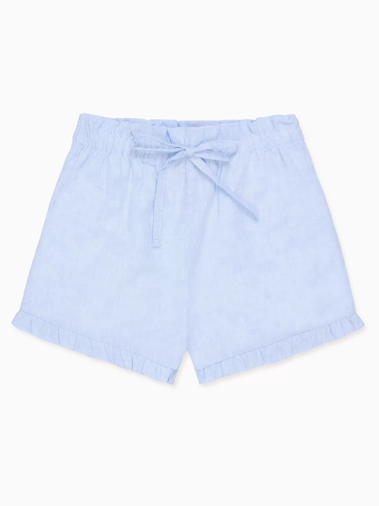 Light Blue Flores Cotton Girl Shorts