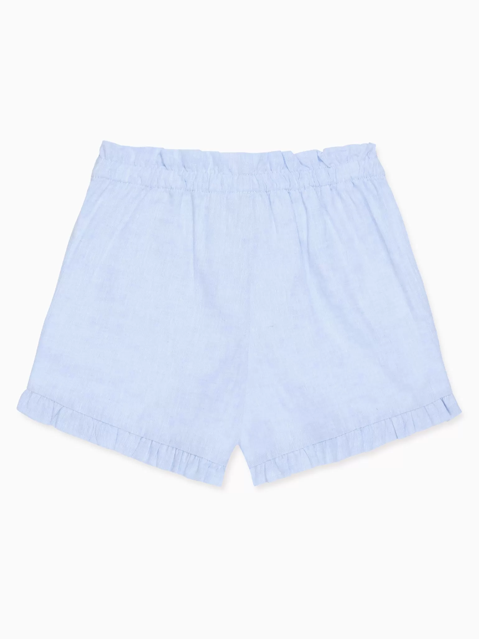 Light Blue Flores Cotton Girl Shorts