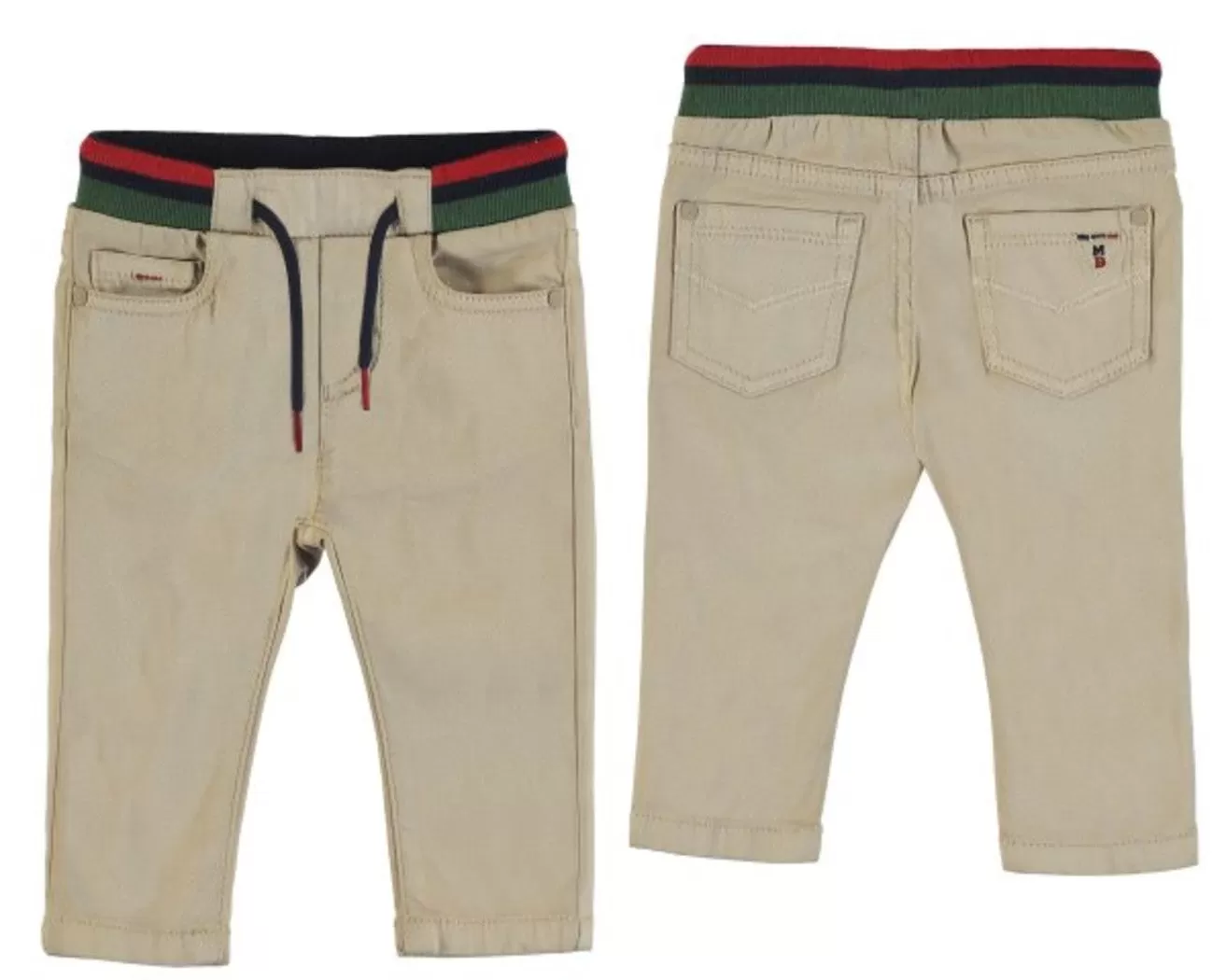 Mayoral Infant Boys Khaki Pants with Stripe Waist