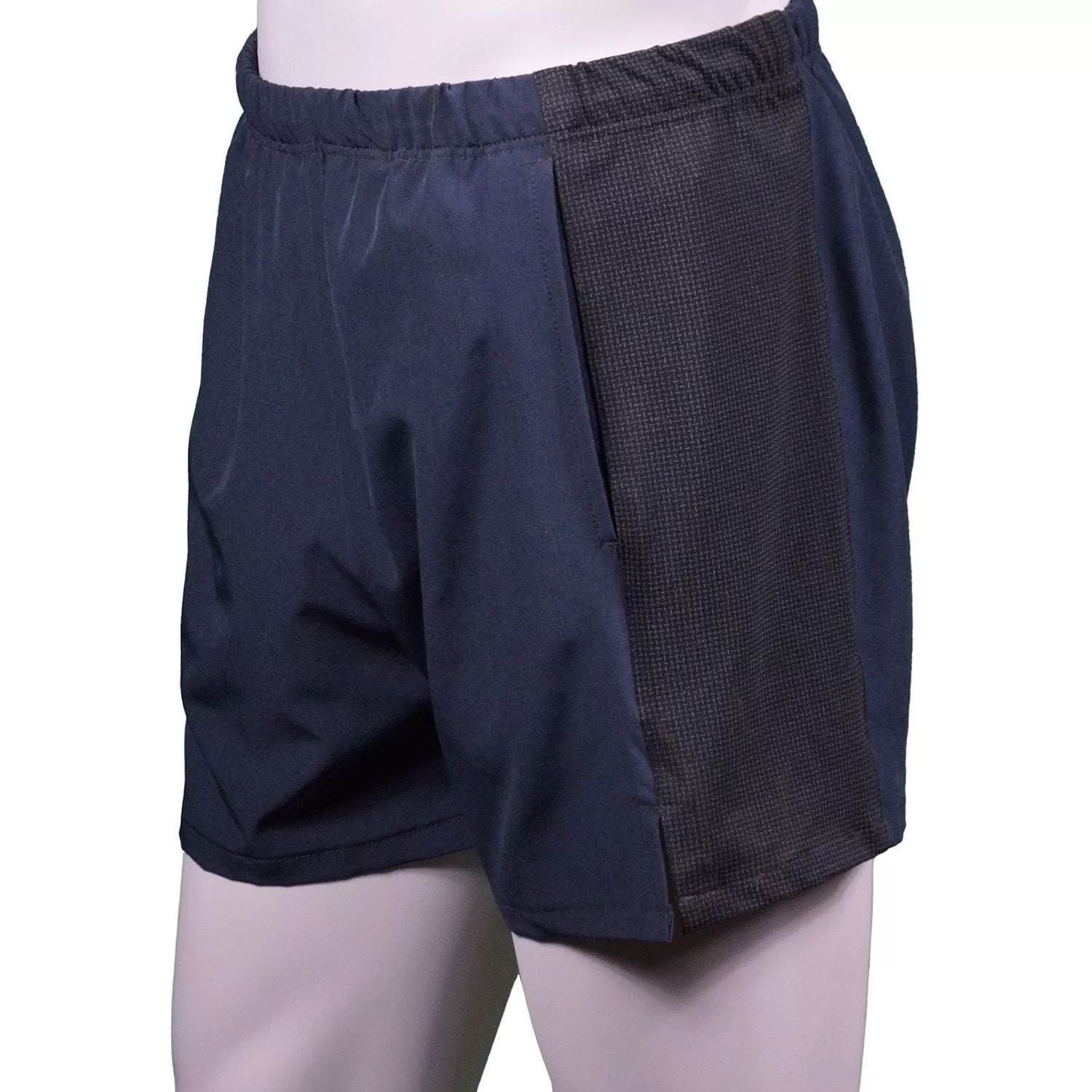 Men's Reflective Endeavor 5" Running Short in Heather Dark Cobalt / Black