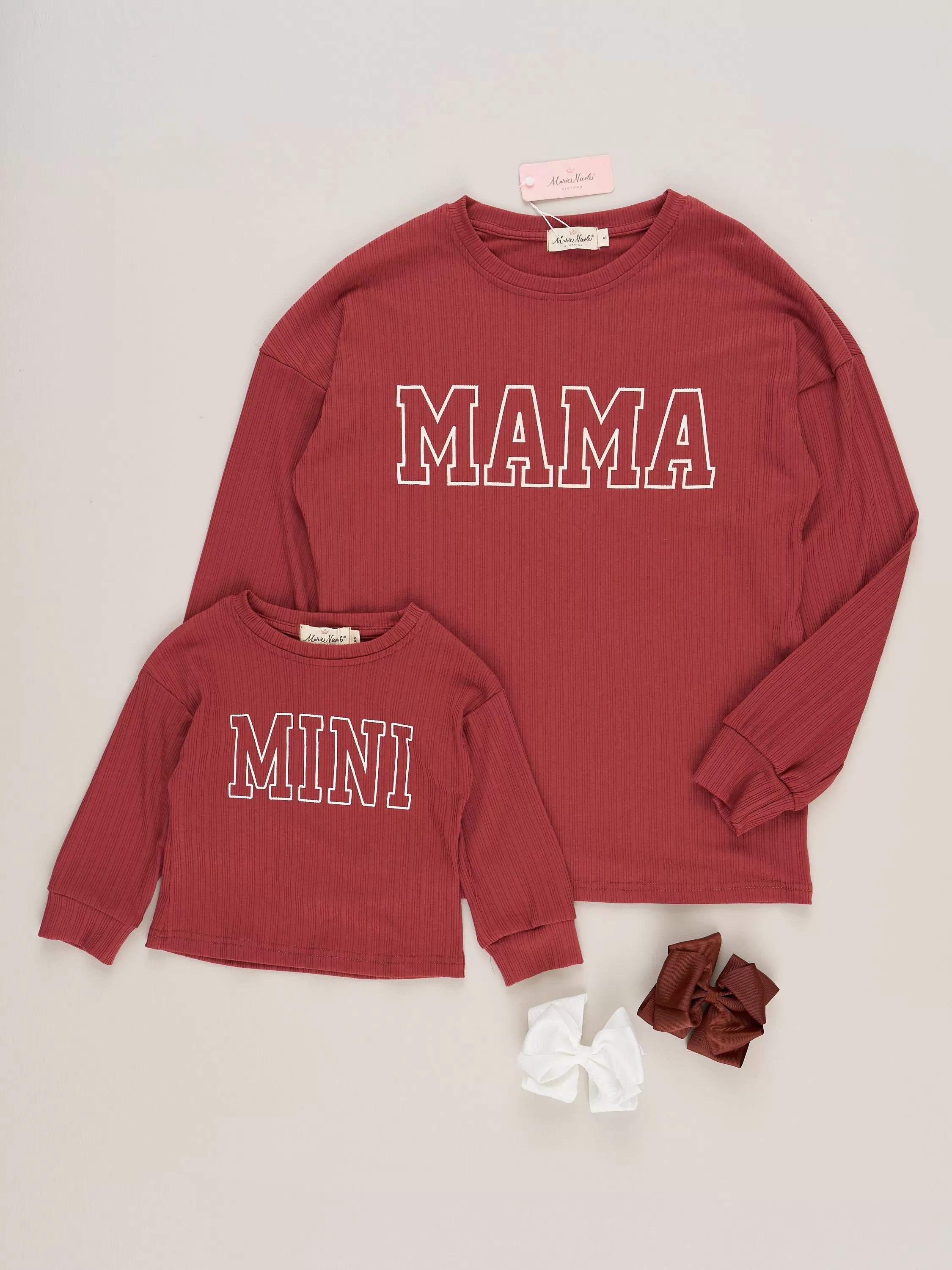 Mom & Me Berry "Mama/Mini" Ribbed Shirt