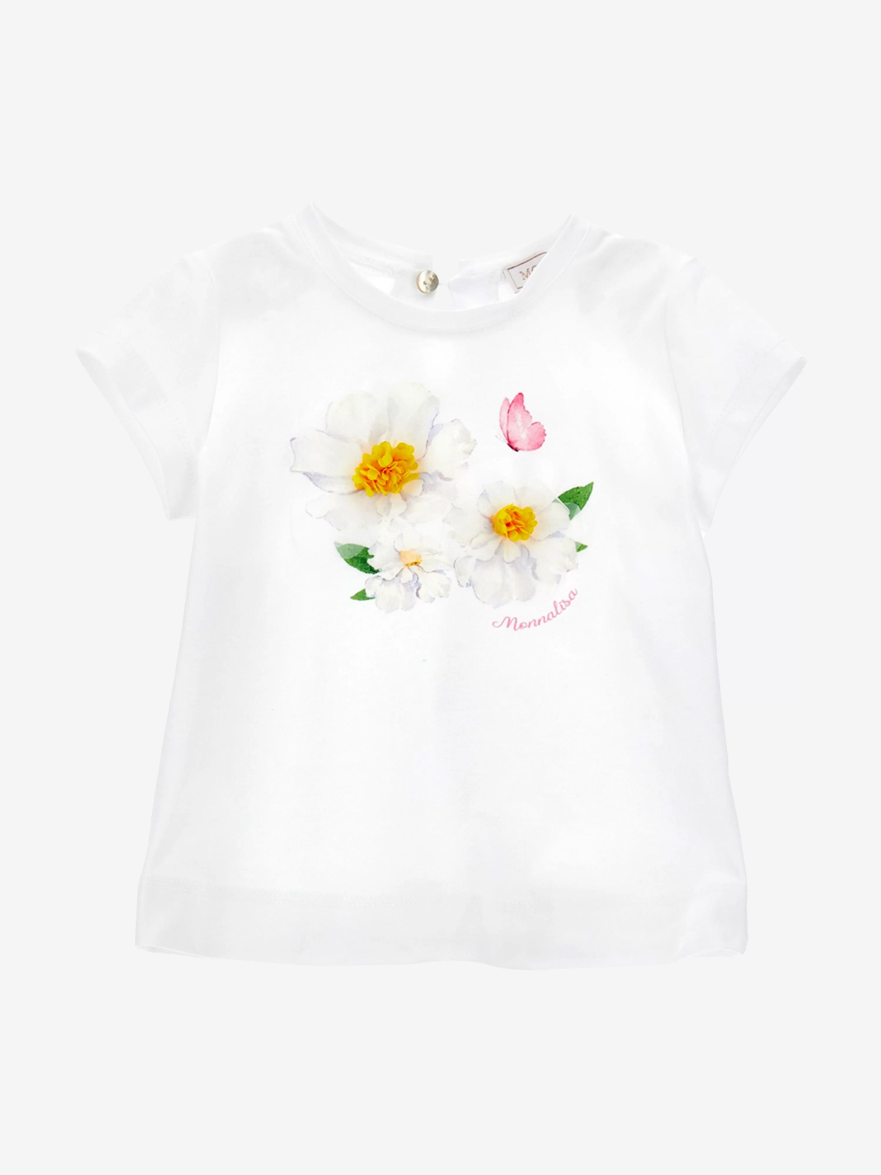 Monnalisa Baby Girls Flower T-Shirt in White