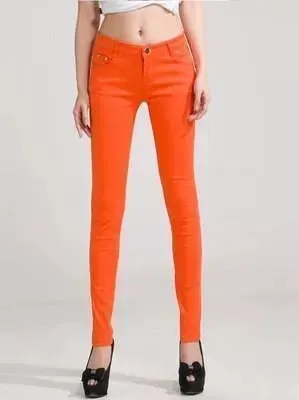 Orange Skinny Women Jeans