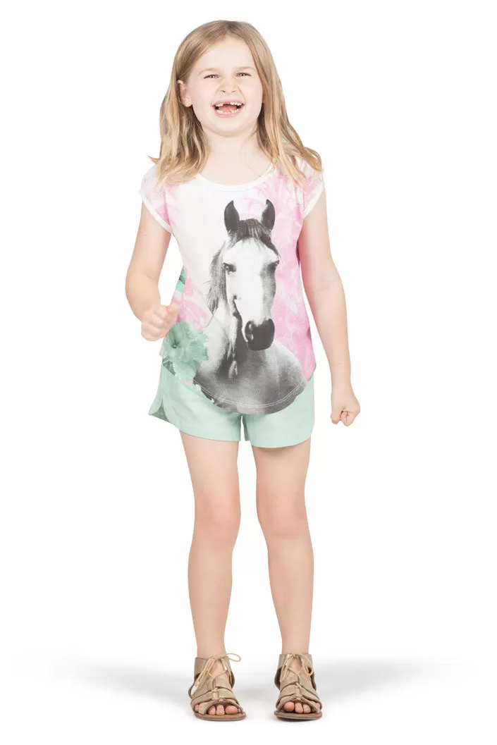 Paper Wings Jungle Horse Girls Top