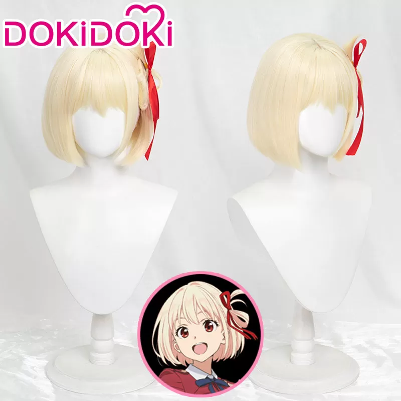 【Ready For Ship】DokiDoki Anime Lycoris Recoil Cosplay Nishikigi Chisato Cosplay Wig Short Blonde