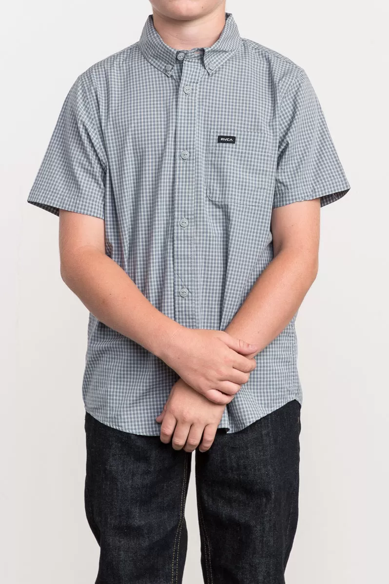 RVCA Staple Short Sleeve Boys Shirt - Monument