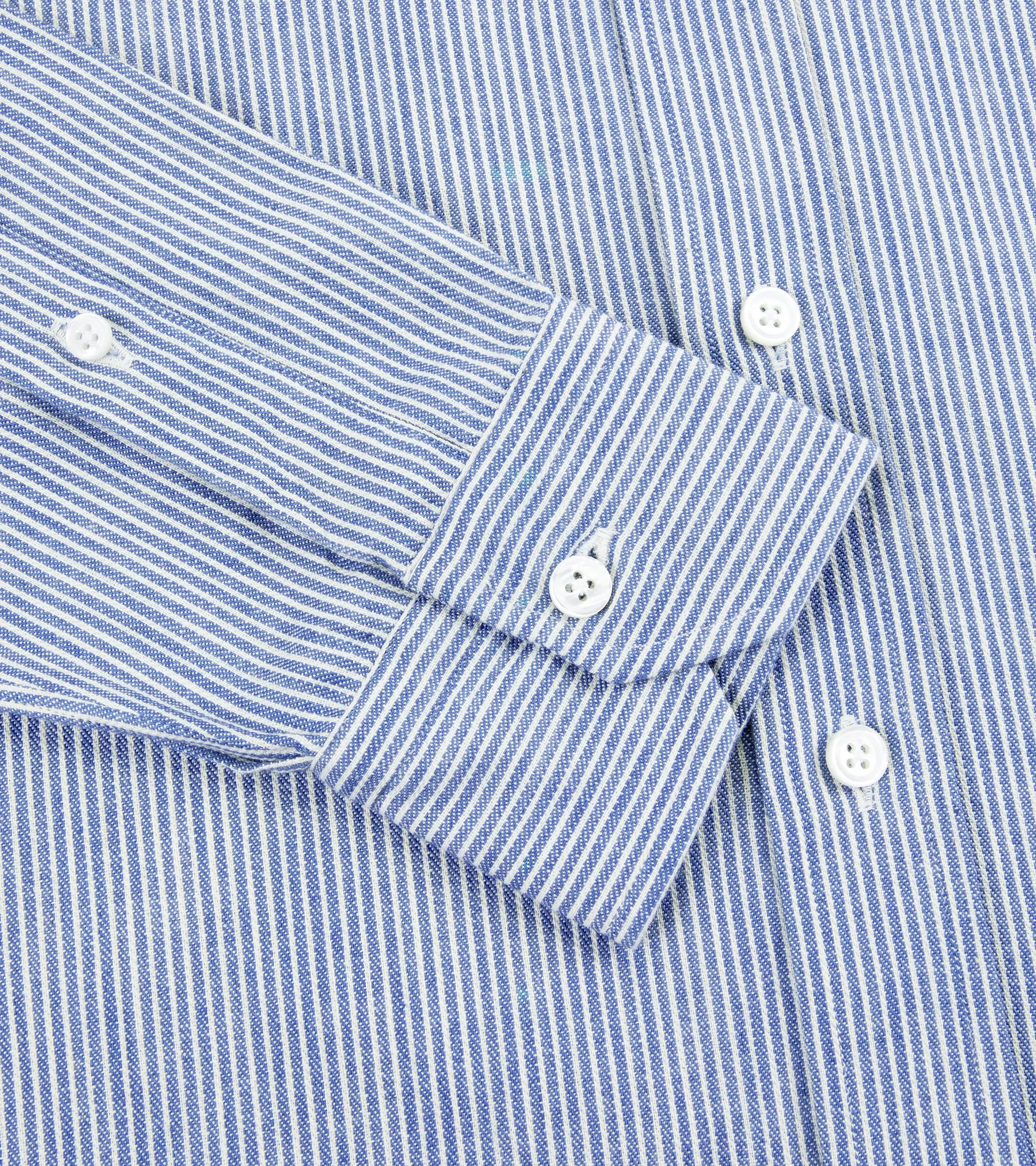 Salvatore Piccolo Selvedge Cotton Striped Shirt: Light Blue