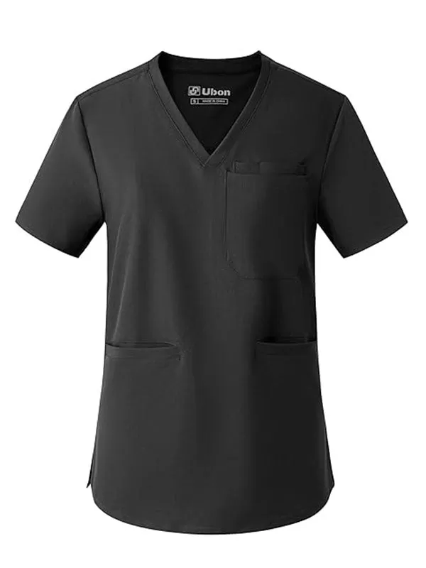 Scrubs Top for Women, V Neck Medical Uniform Shirts, Soft Stretch Workwear Easy Care with 4 Pockets