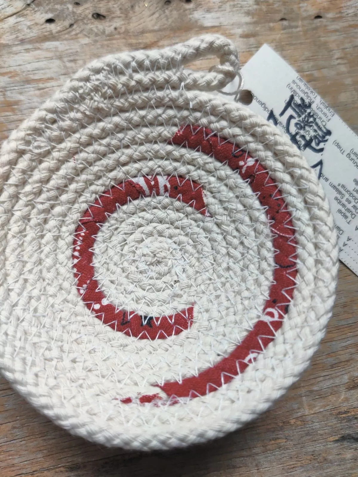 Small Cotton Rope Bowl - Bandana Red