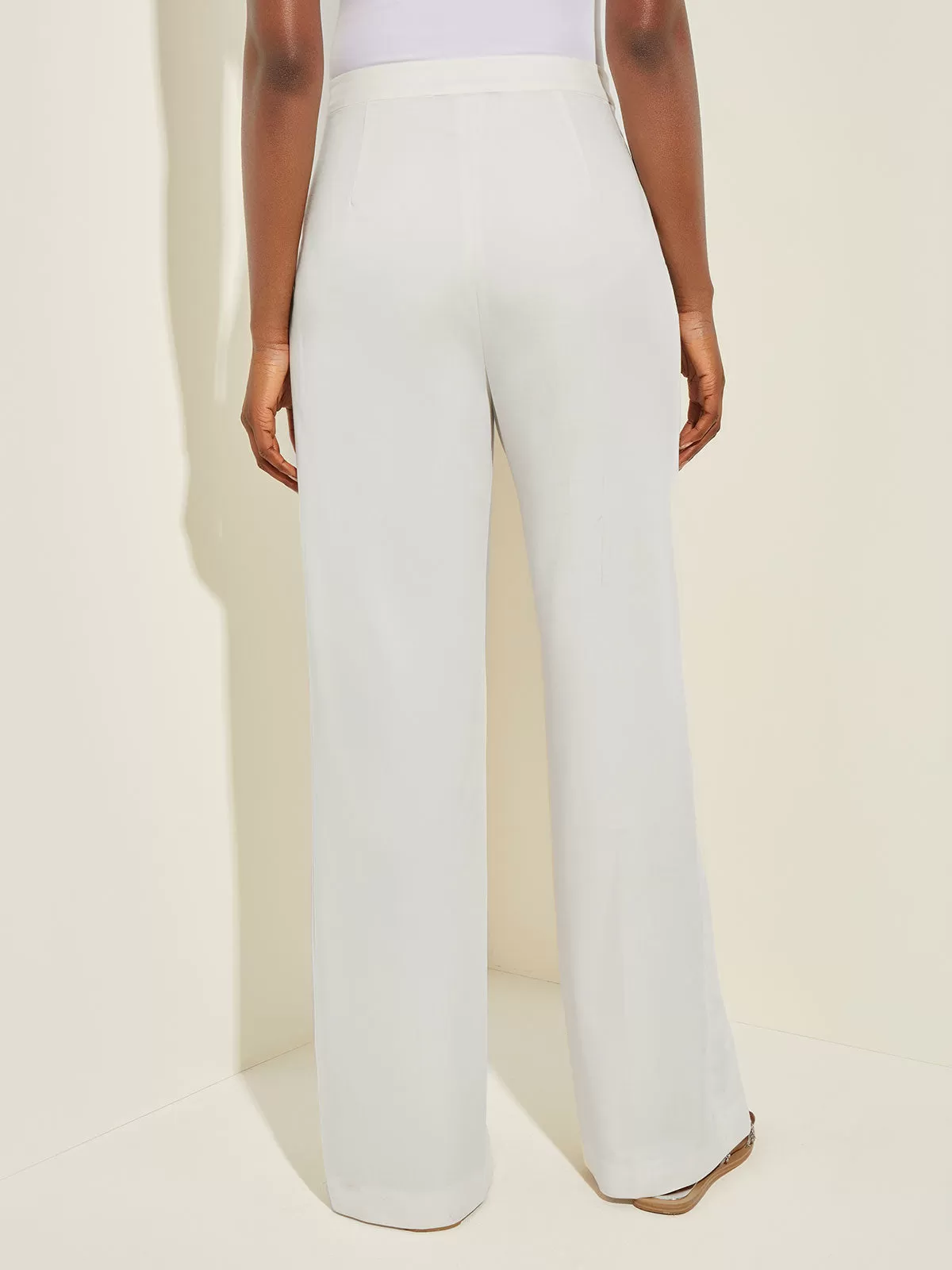 Tailored Wide Leg Stretch Twill Pant, White