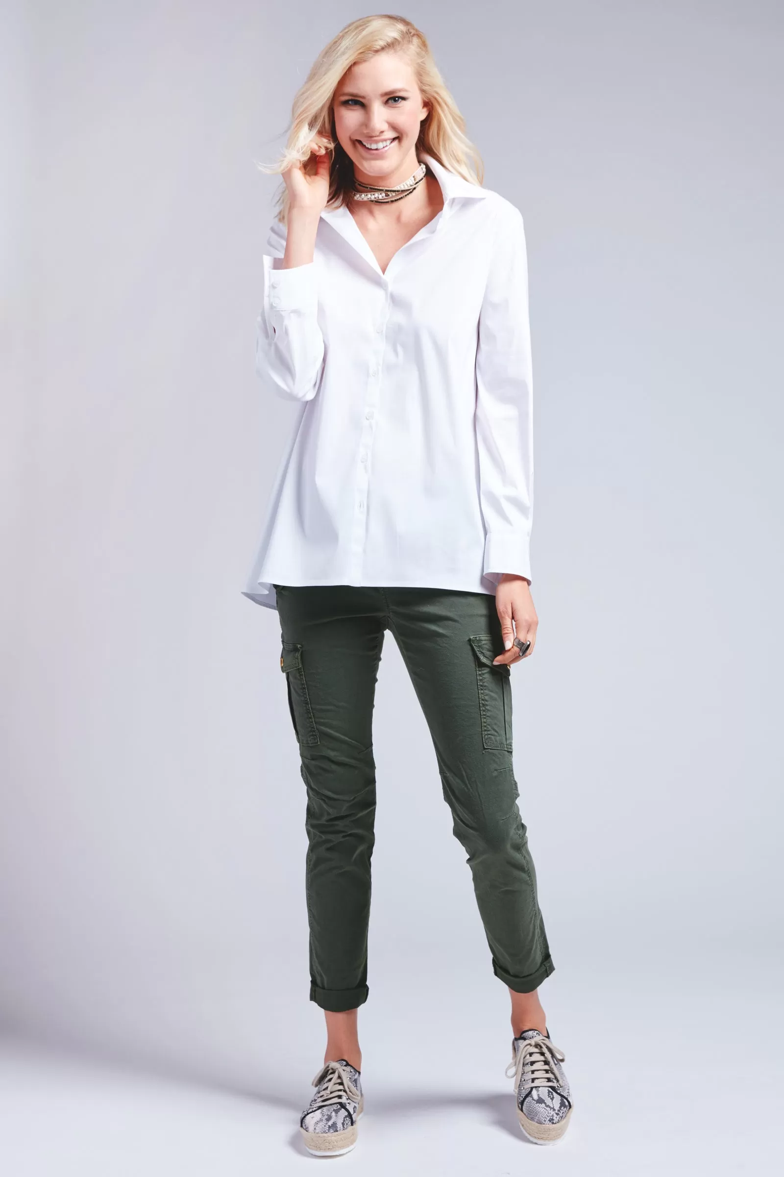 Trapeze Top Long Sleeve White